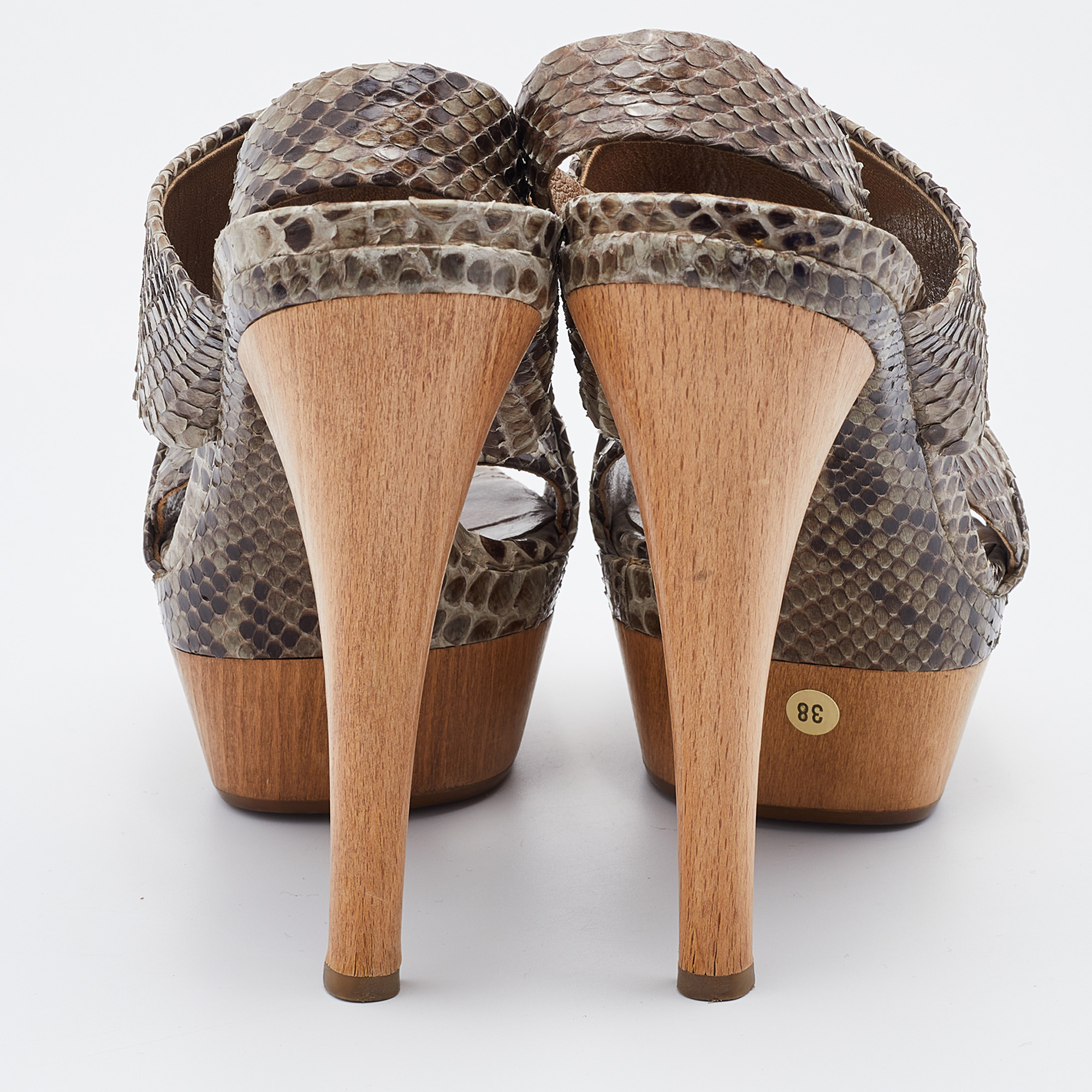 Marni Multicolor Python Platform Slingback Sandals Size 38 