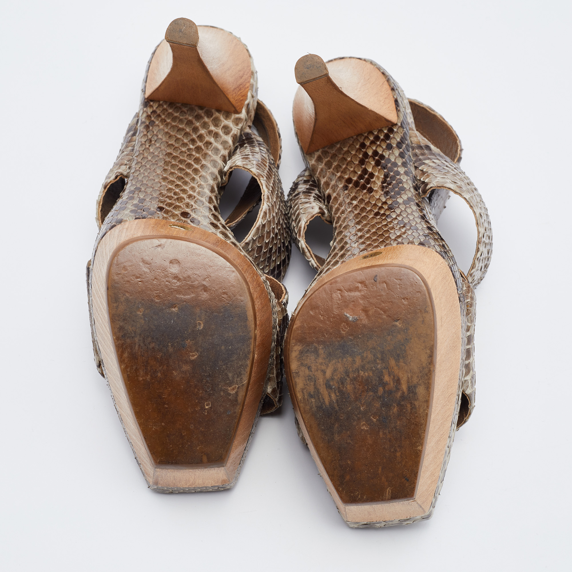 Marni Multicolor Python Platform Slingback Sandals Size 38 