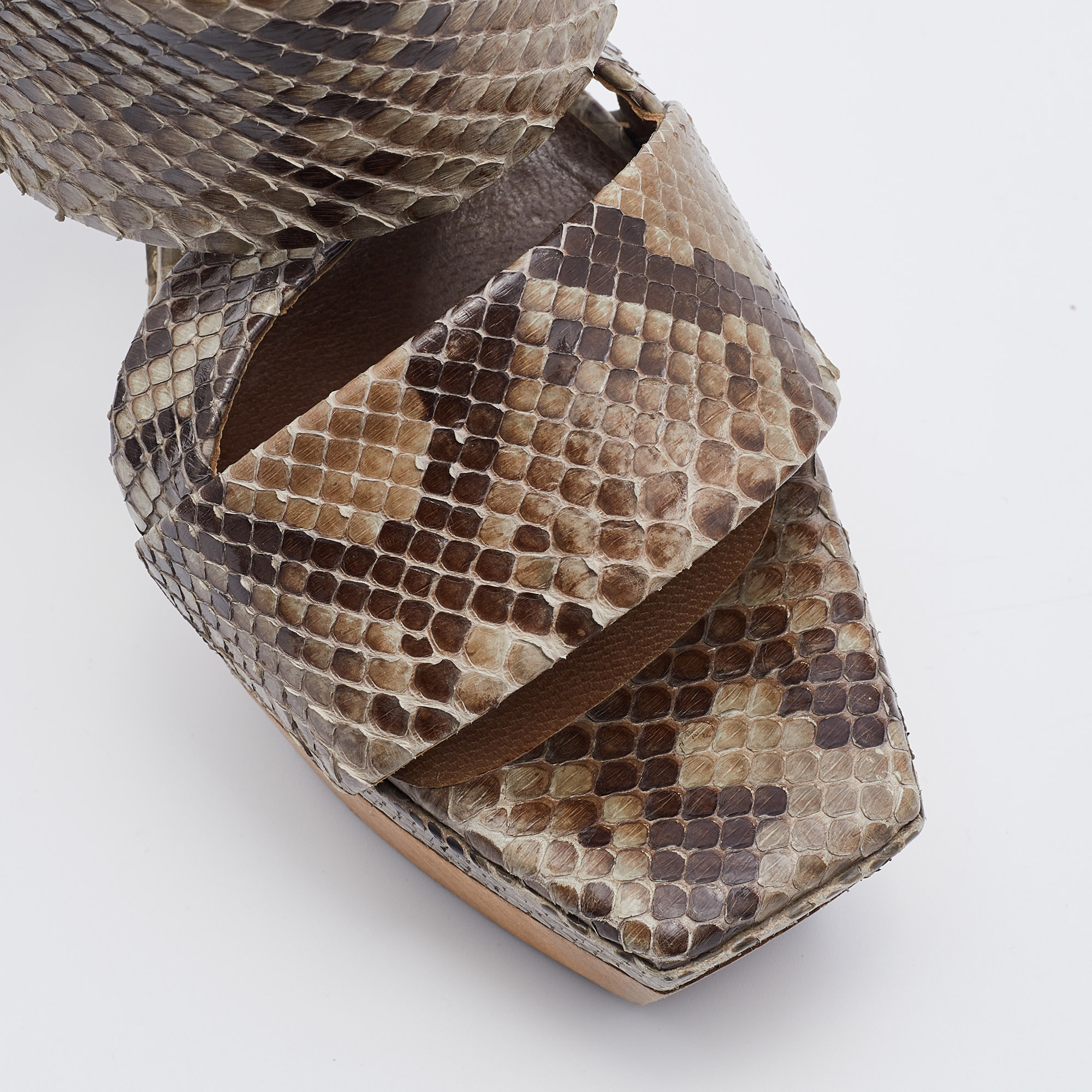 Marni Multicolor Python Platform Slingback Sandals Size 38 