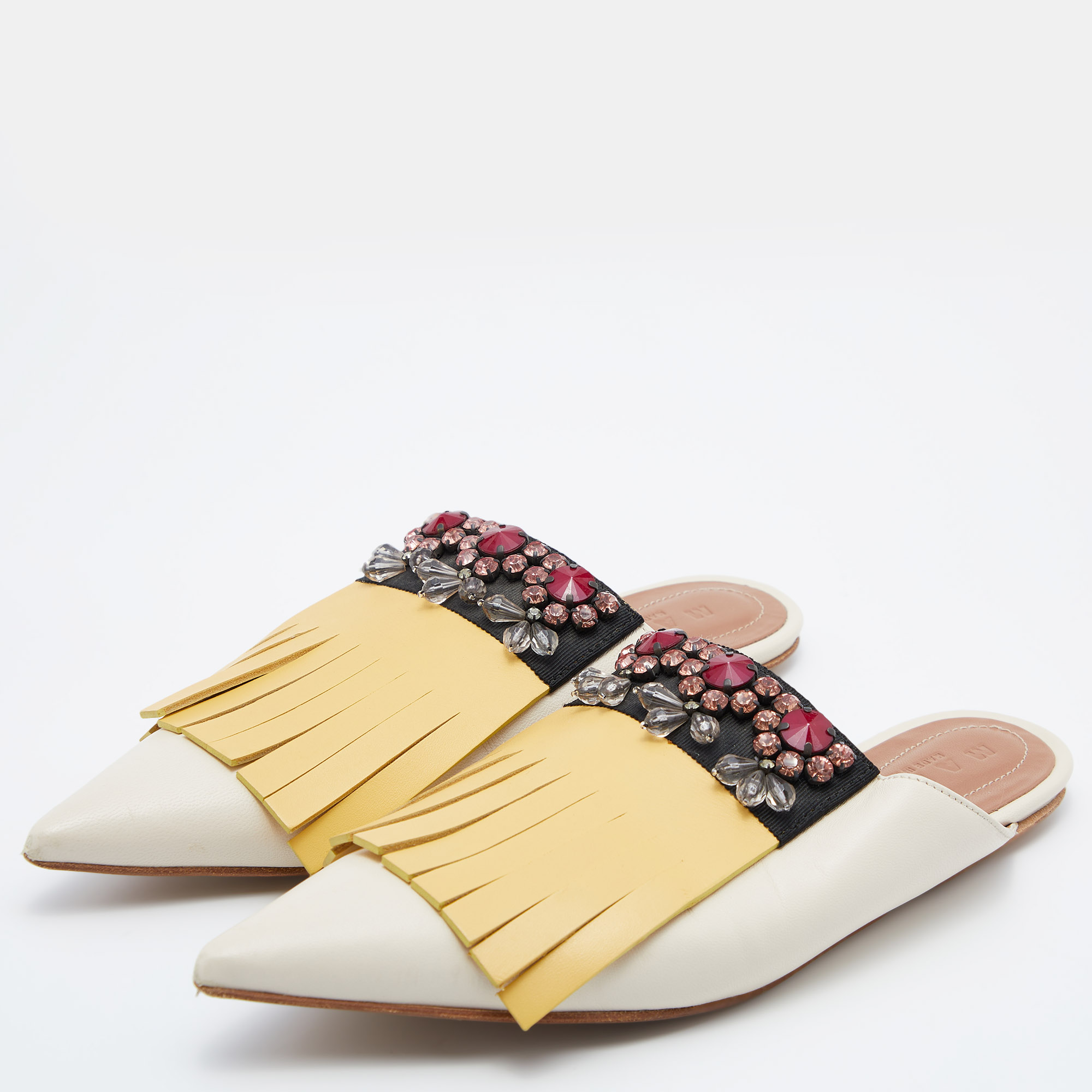 

Marni Tri Color Leather Crystal Embellished Flat Mules Size, Multicolor