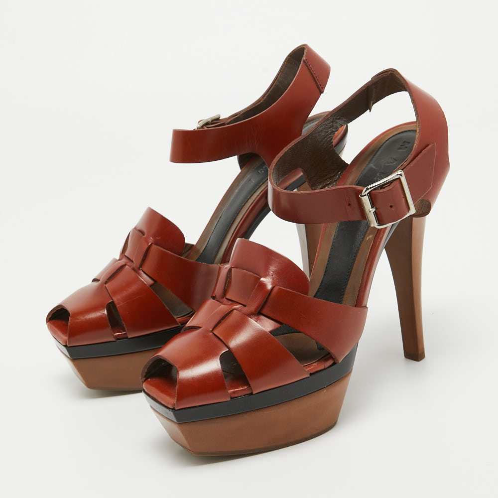 

Marni Brown Leather Platform Ankle Strap Sandals Size