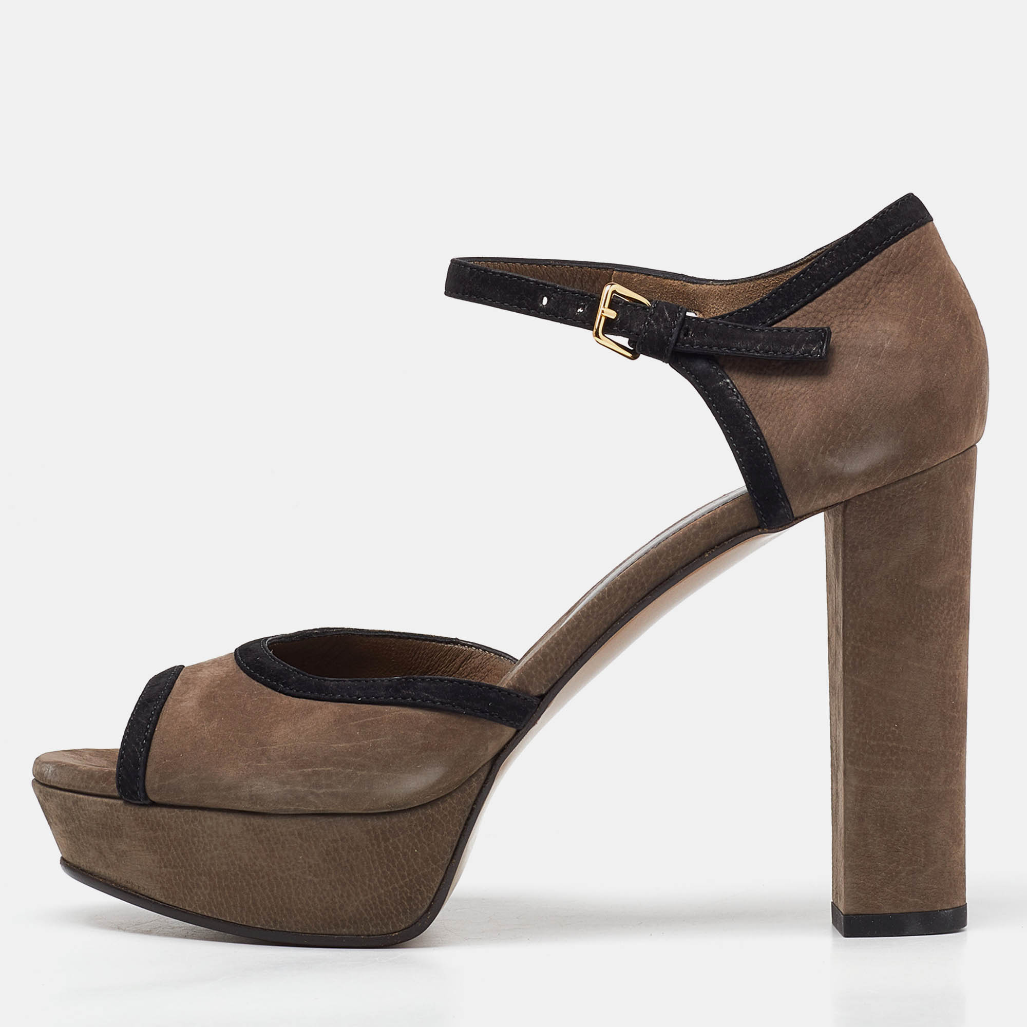 

Marni Brown Nubuck Platform Ankle Strap Sandals Size