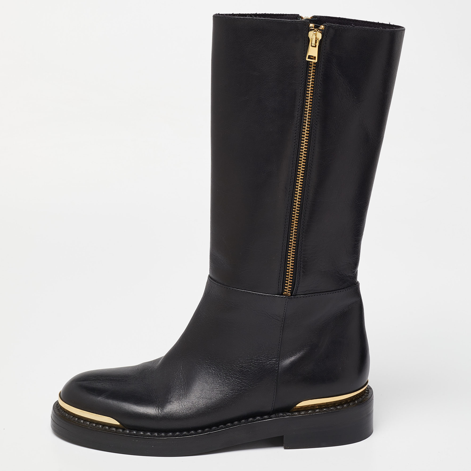 

Marni Black Leather Calf Length Boots Size