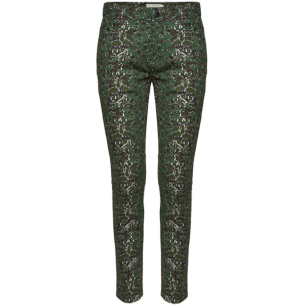 Pre Owned Mary Katrantzou Peacock Green Printed Skinny Jeans M
