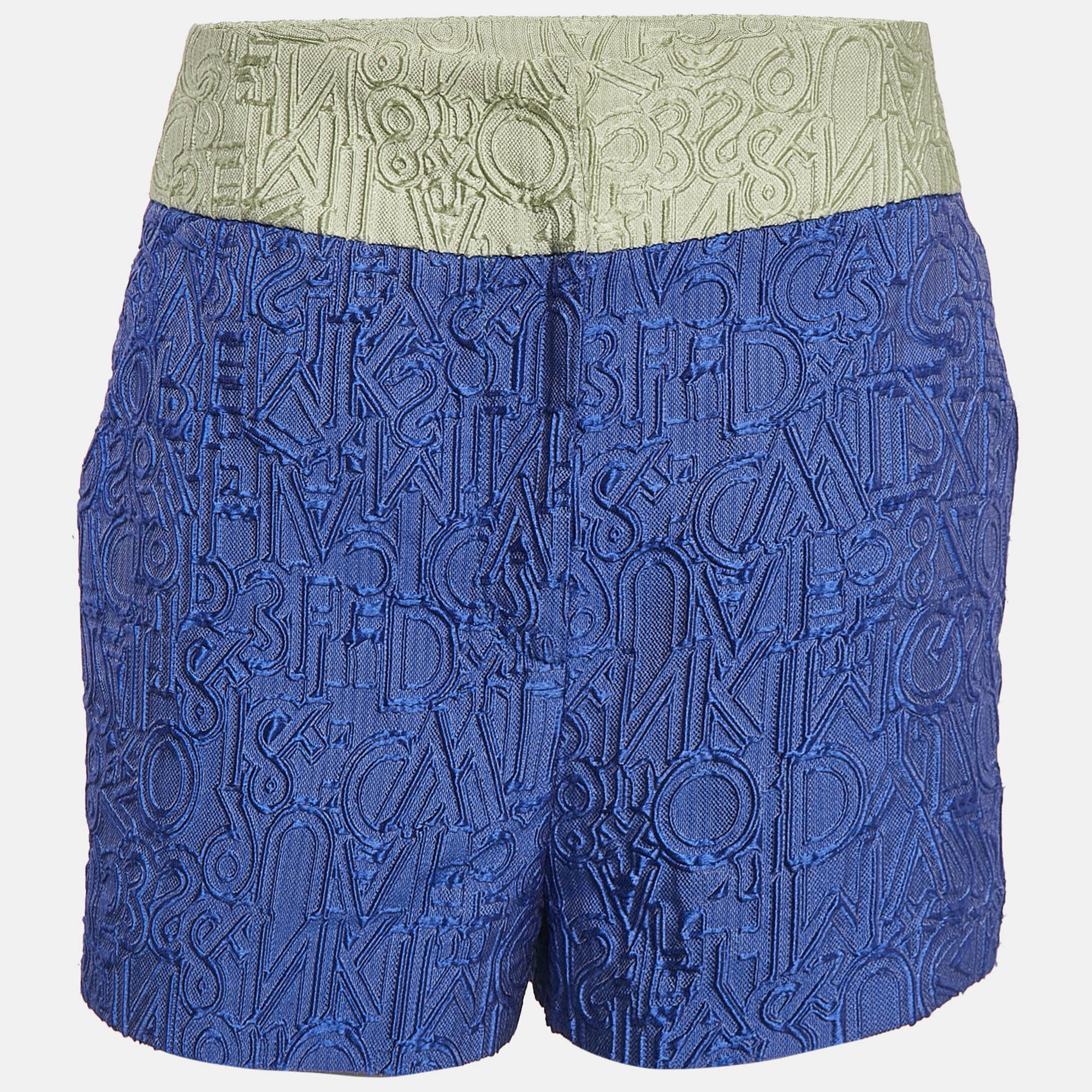 

Mary Katrantzou Blue Alphabet Jacquard Safari Shorts M