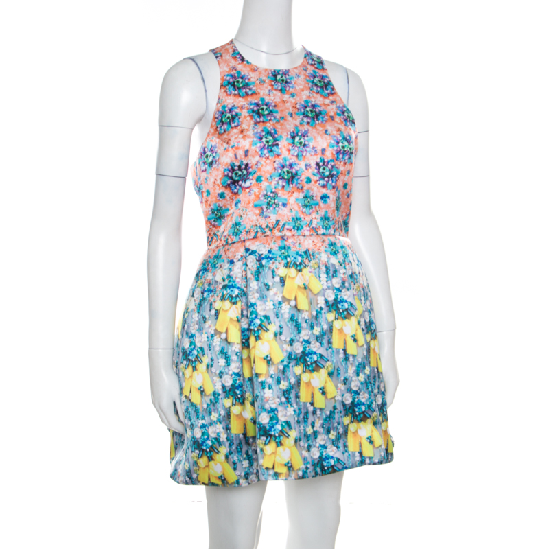 

Mary Katrantzou Bejeweled Bow Print Silverfloss Ohara Cocktail Dress, Orange