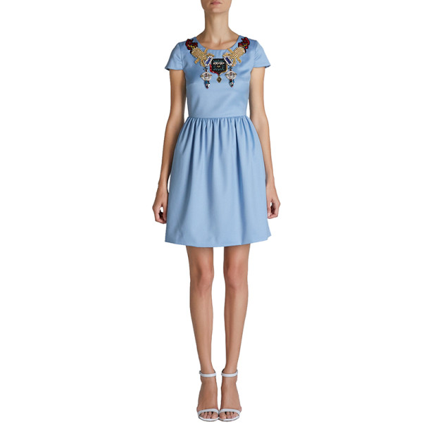 Pre Owned Mary Katrantzou Julie Blue Embroidered Dress S