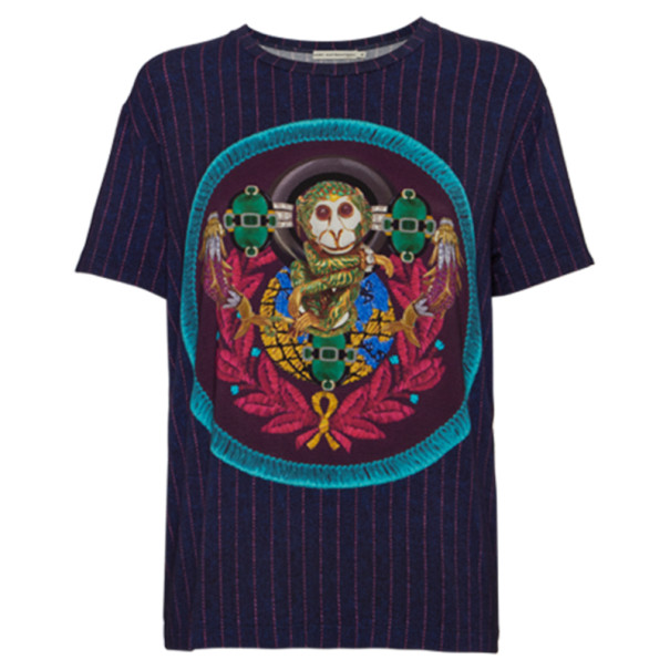 Pre Owned Mary Katrantzou Navy Printed T-Shirt L