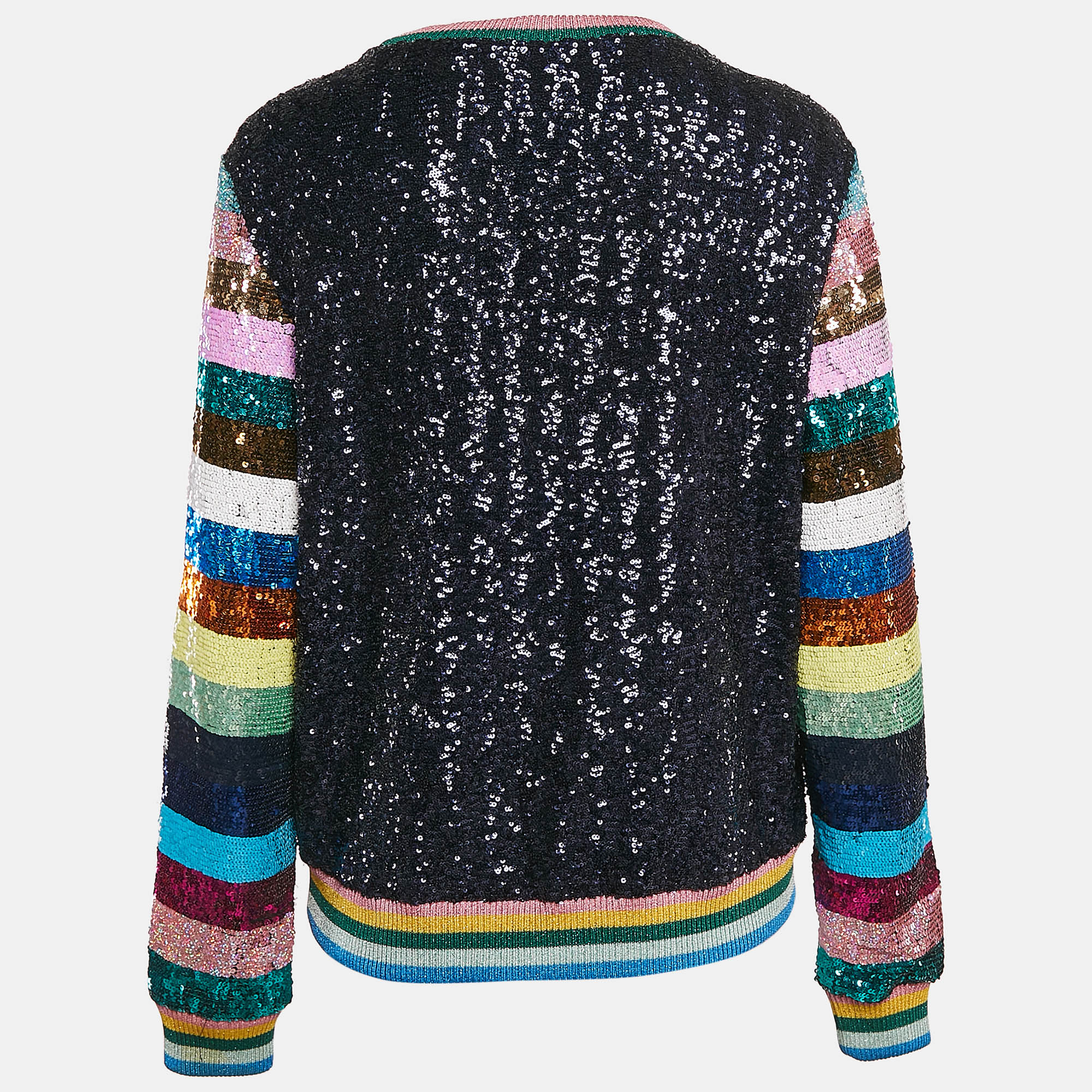 MARY KATRANTZOU Sequin Knit Rainbow Sleeve Detail Magpie Sweater M 
