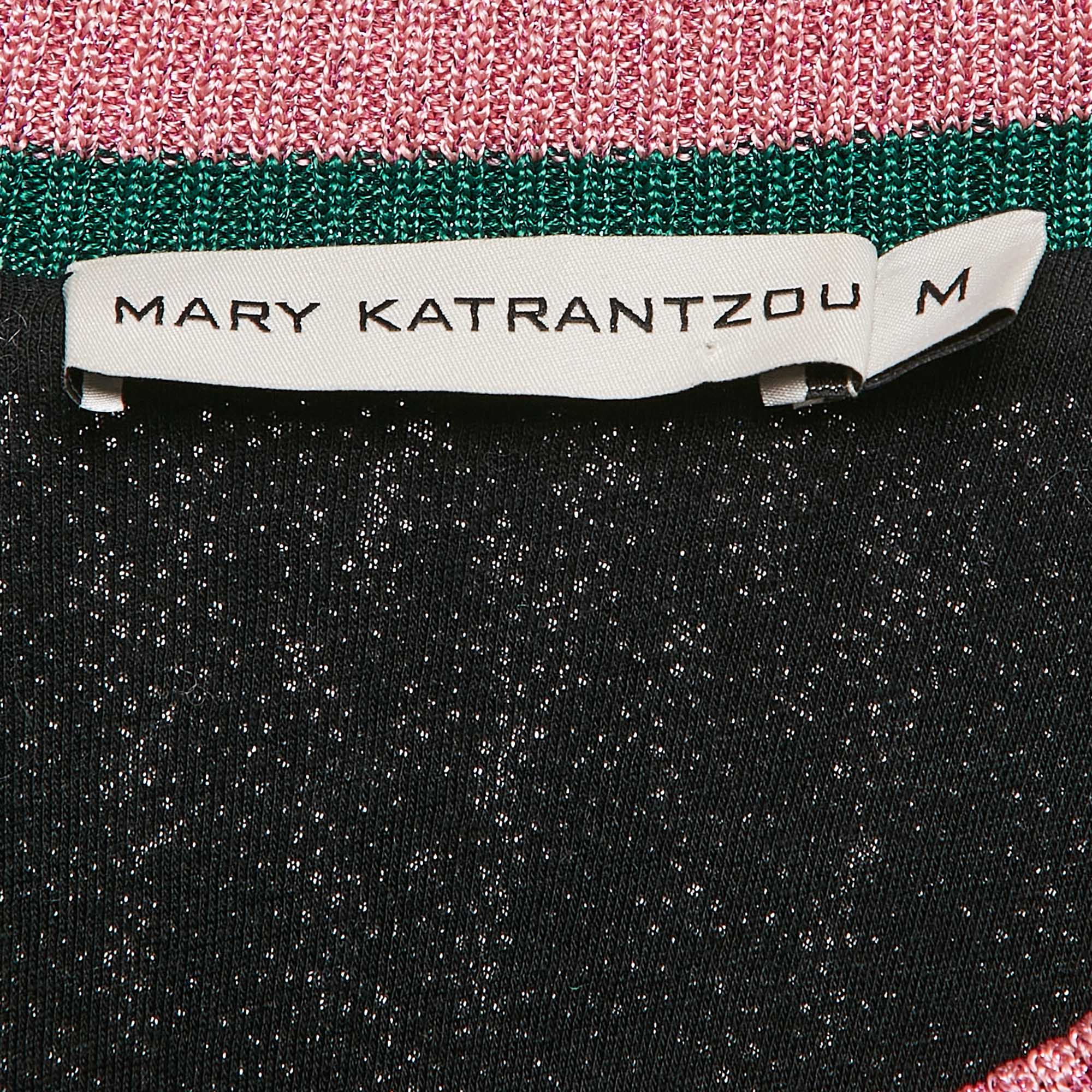 MARY KATRANTZOU Sequin Knit Rainbow Sleeve Detail Magpie Sweater M 