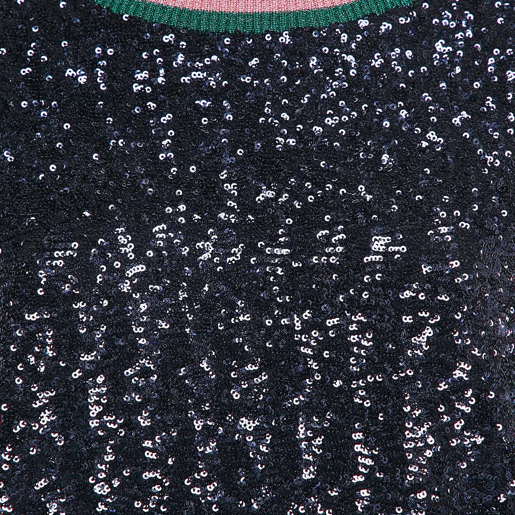 MARY KATRANTZOU Sequin Knit Rainbow Sleeve Detail Magpie Sweater M 