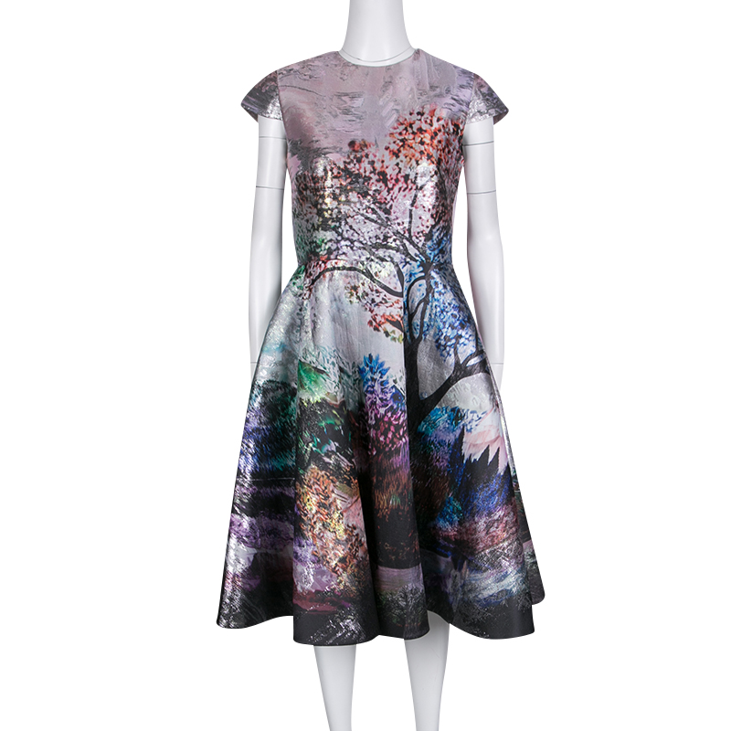 

Mary Katrantzou Multicolor Metallic Jacquard Babelonia Dress