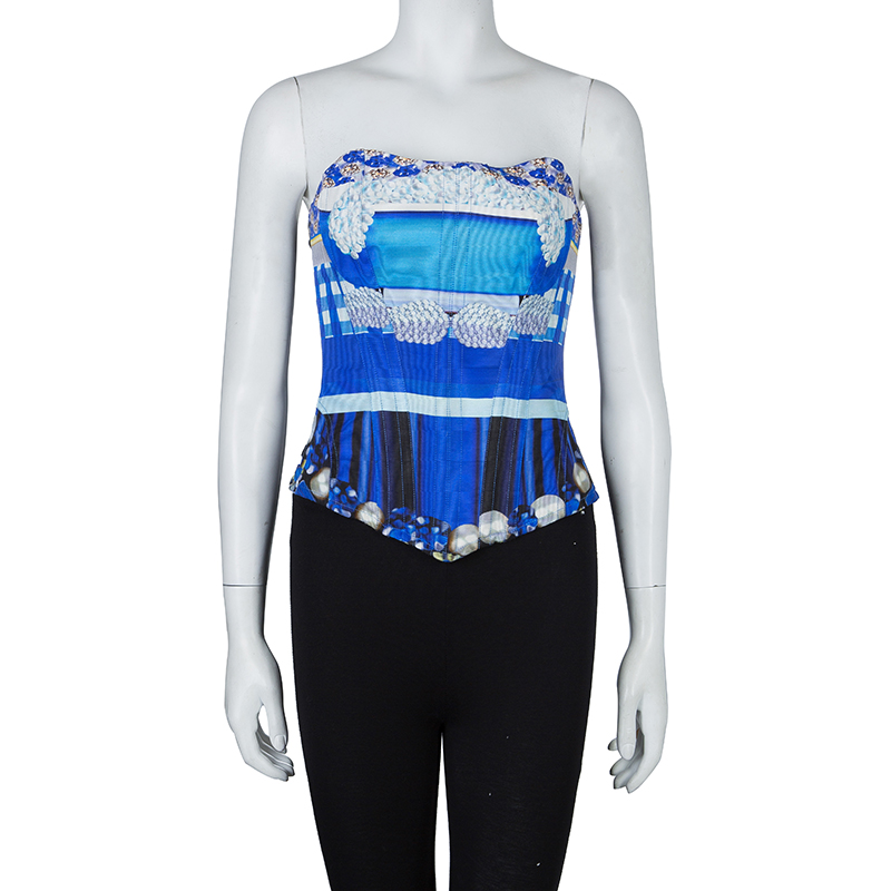 

Mary Katrantzou Blue Printed Corset