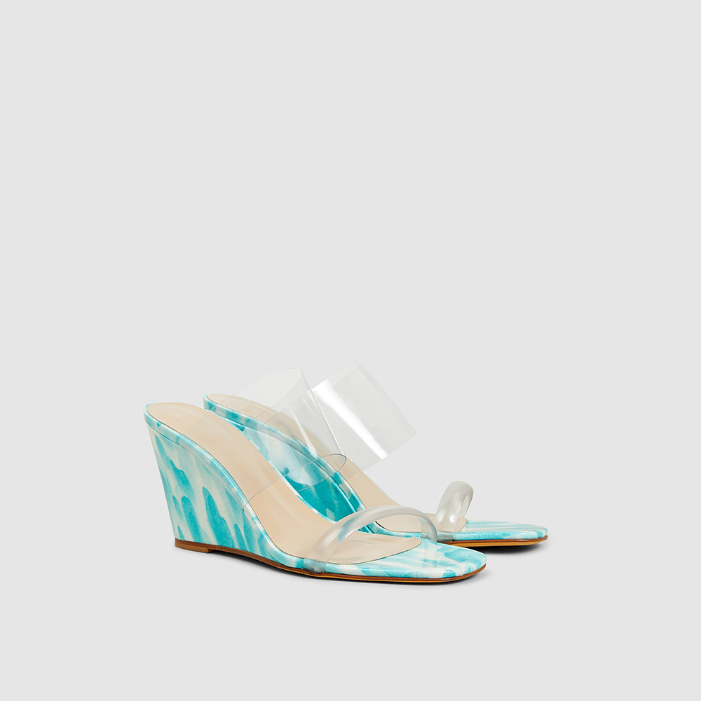 

Maryam Nassir Zadeh Blue Olympia Patent-Leather and PVC Wedge Sandals Size IT