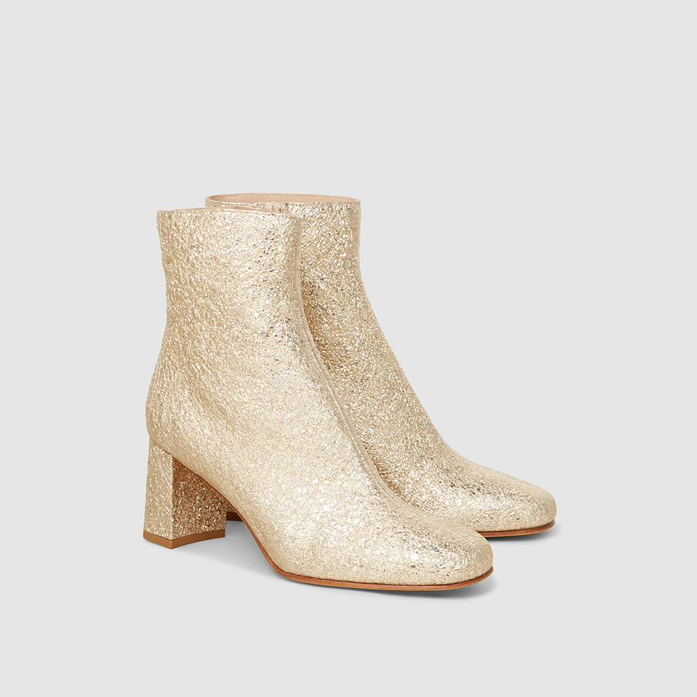 

Maryam Nassir Zadeh Gold Agnes Metallic Leather Ankle Boots Size IT