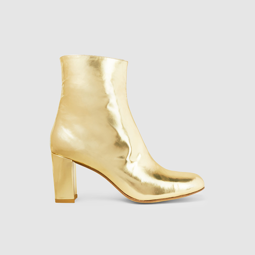 Maryam Nassir Zadeh Gold Metallic-Leather Ankle Boots Size IT 38