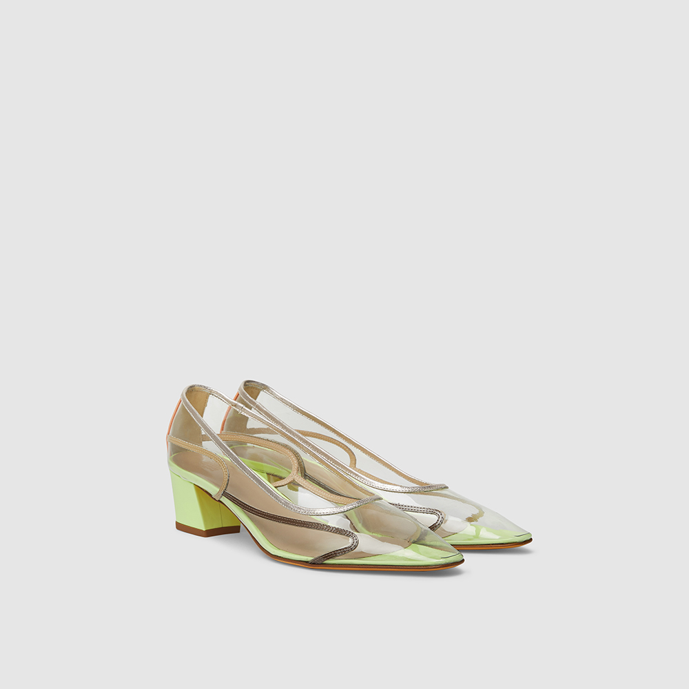 

Maryam Nassir Zadeh Green Naima Block Heel Plexi Pumps Size IT