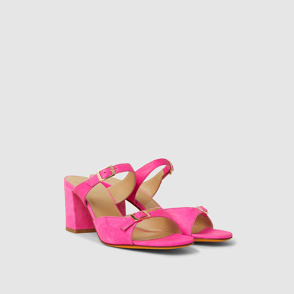 

Maryam Nassir Zadeh Pink Una Double Buckle Leather Sandals Size IT