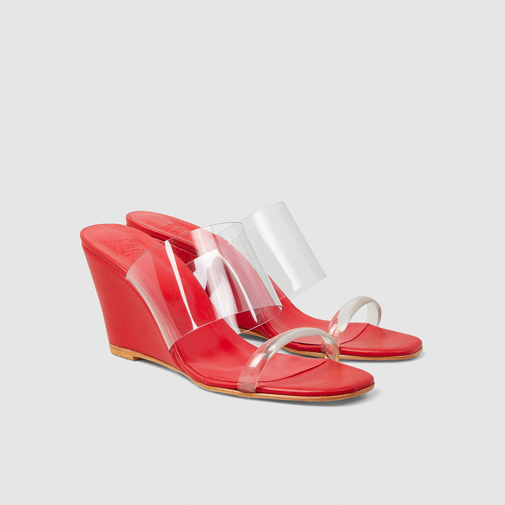 

Maryam Nassir Zadeh Red Olympia Perspex Wedge Sandals Size IT