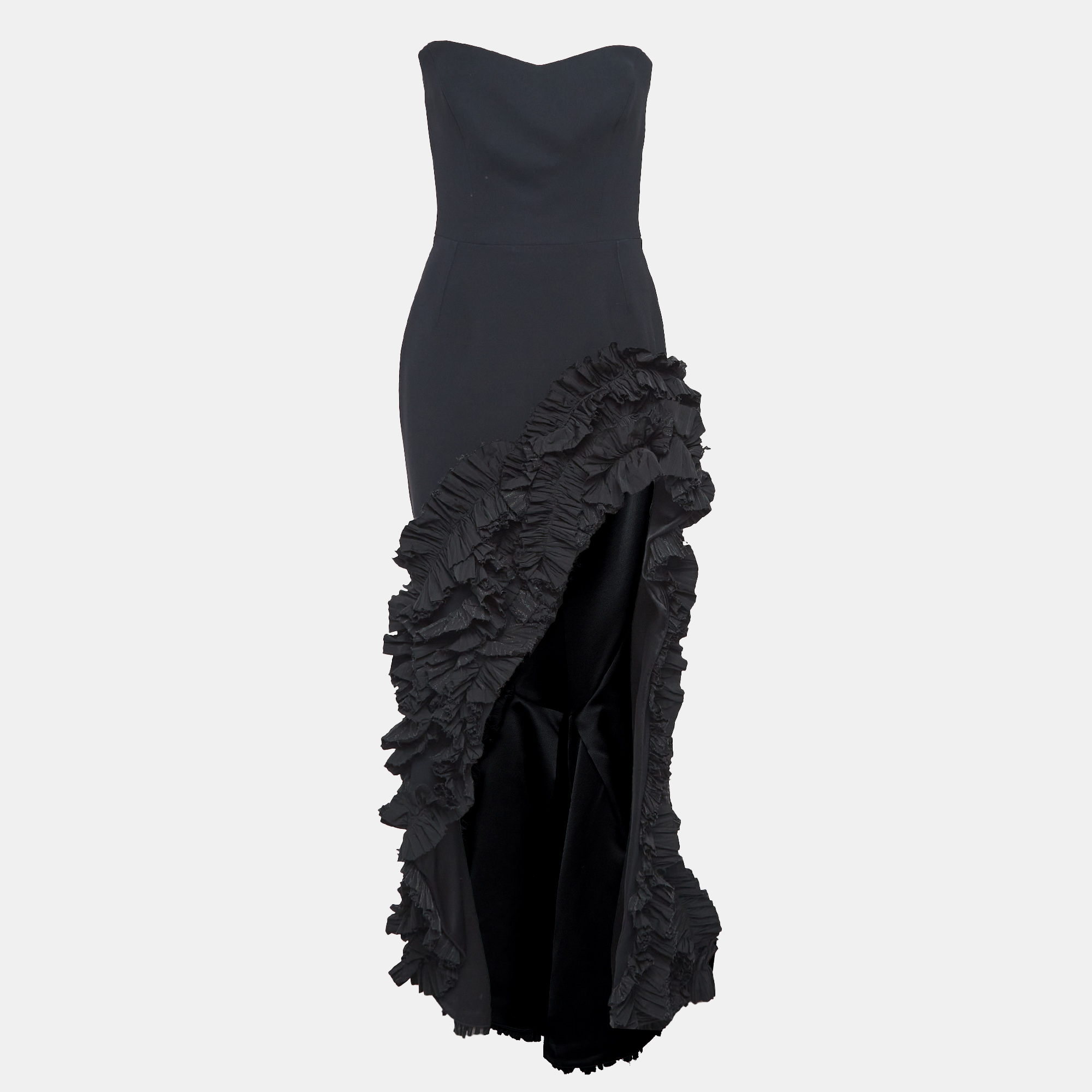 

Maticevski Black Crepe Ruffled Asymmetric Gown M