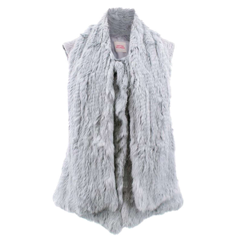 Matthew Williamson Grey Fur & Velvet Sleeveless Vest M