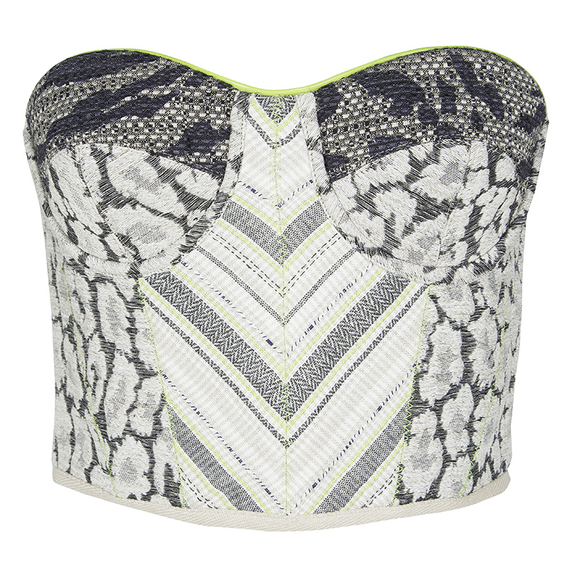 مملوكة مسبقًا Matthew Williamson Patchwork Neon Trim Cropped Corset Top S