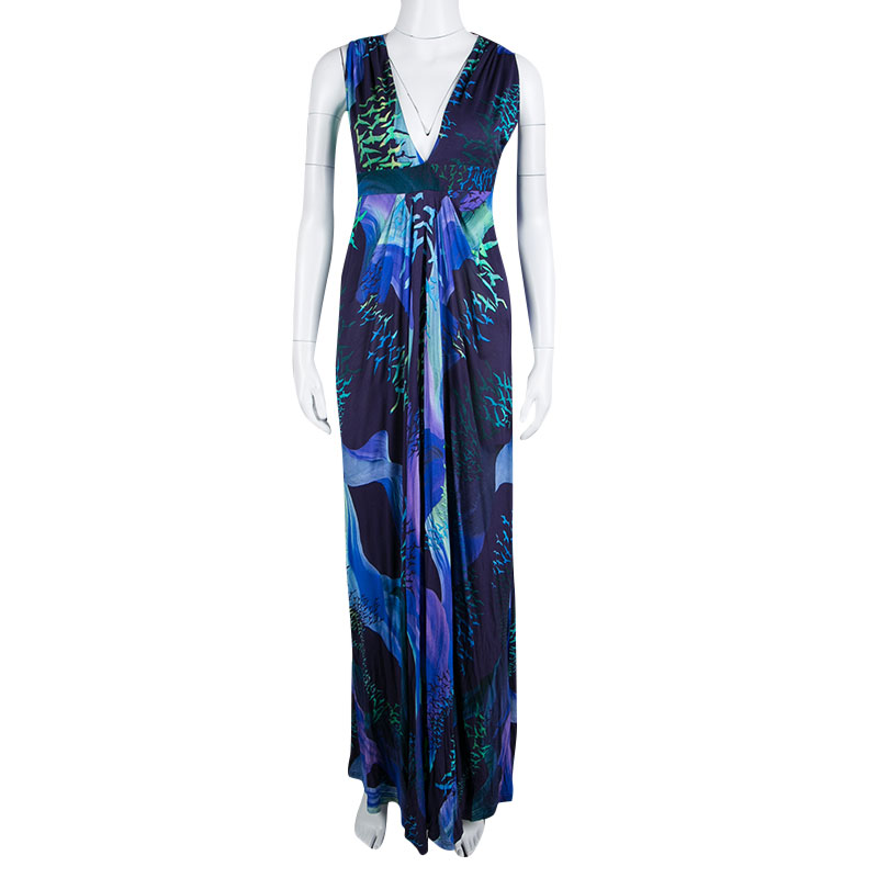 

Matthew Williamson Escape Multicolor Bird Print Tassel Detail Maxi Dress