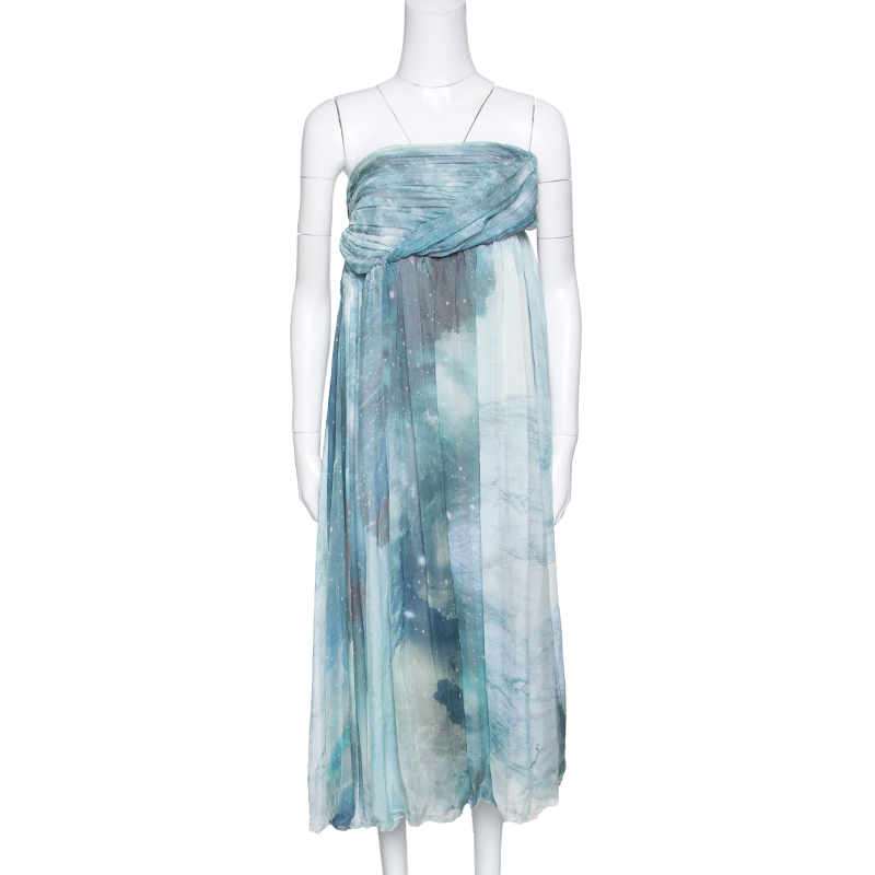 

Matthew Williamson Printed Silk Draped Strapless Dress S, Multicolor