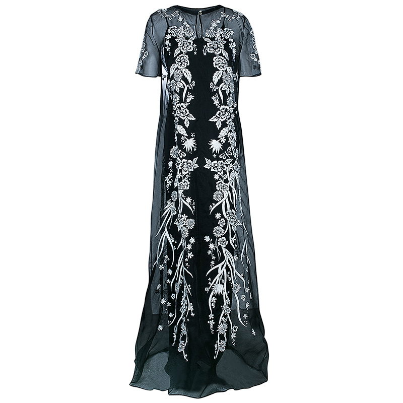 Pre Owned Matthew Williamson Monochrome Embroidered Dress M