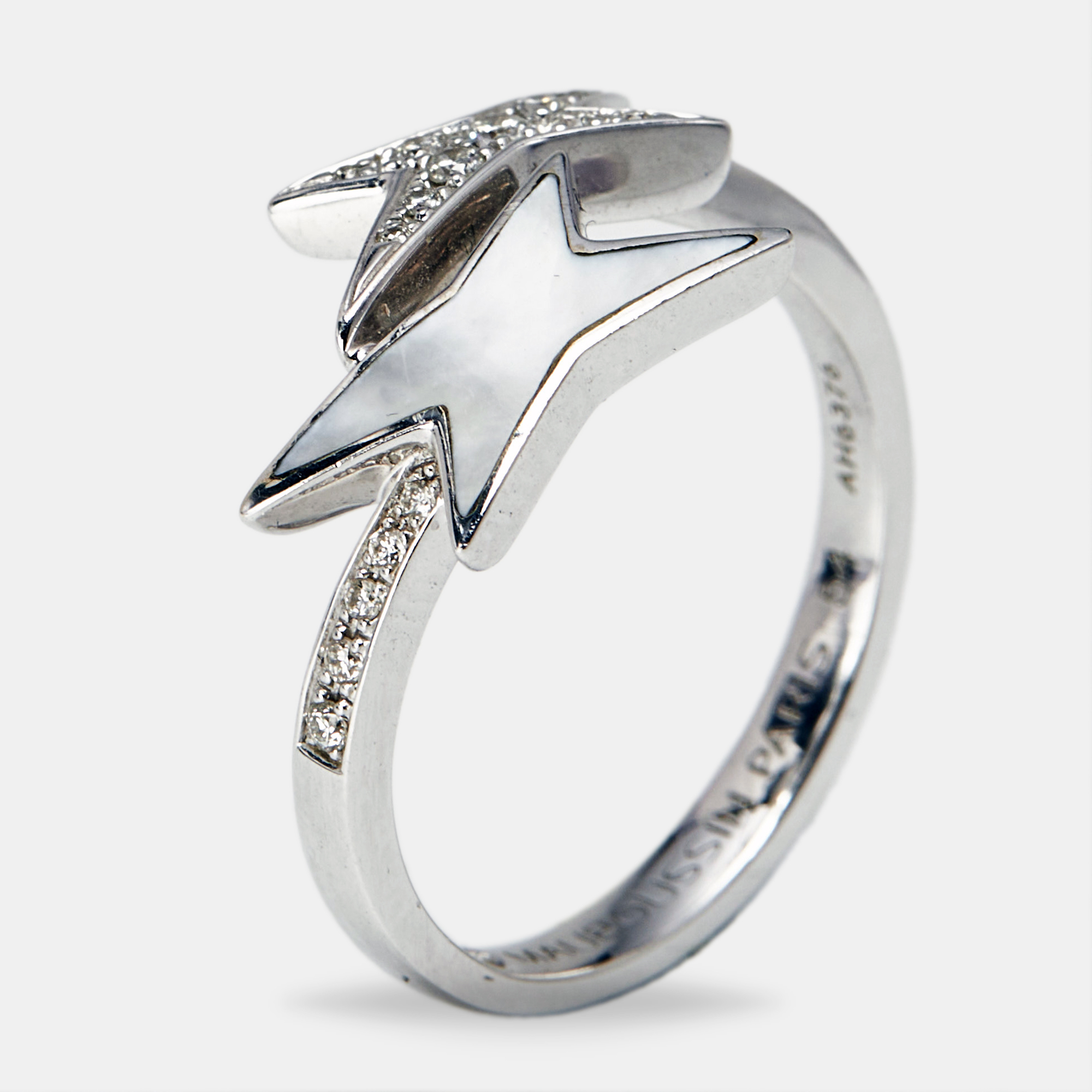 

Mauboussin Etoile de Vie Mother of Pearl DIamonds 18k White Gold Ring Size