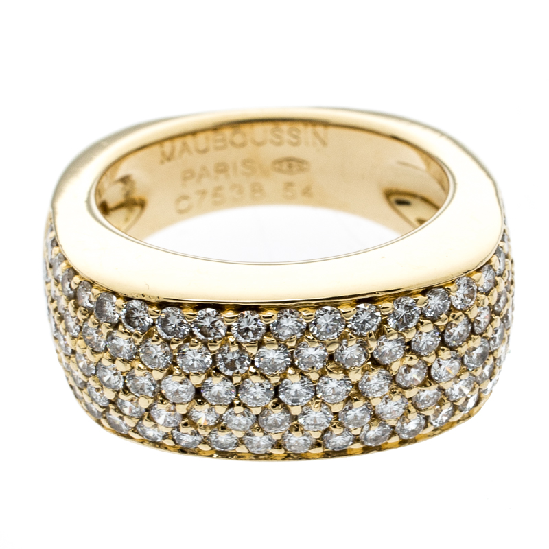 

Mauboussin Pave Diamonds 18k Yellow Gold Cocktail Band Ring Size