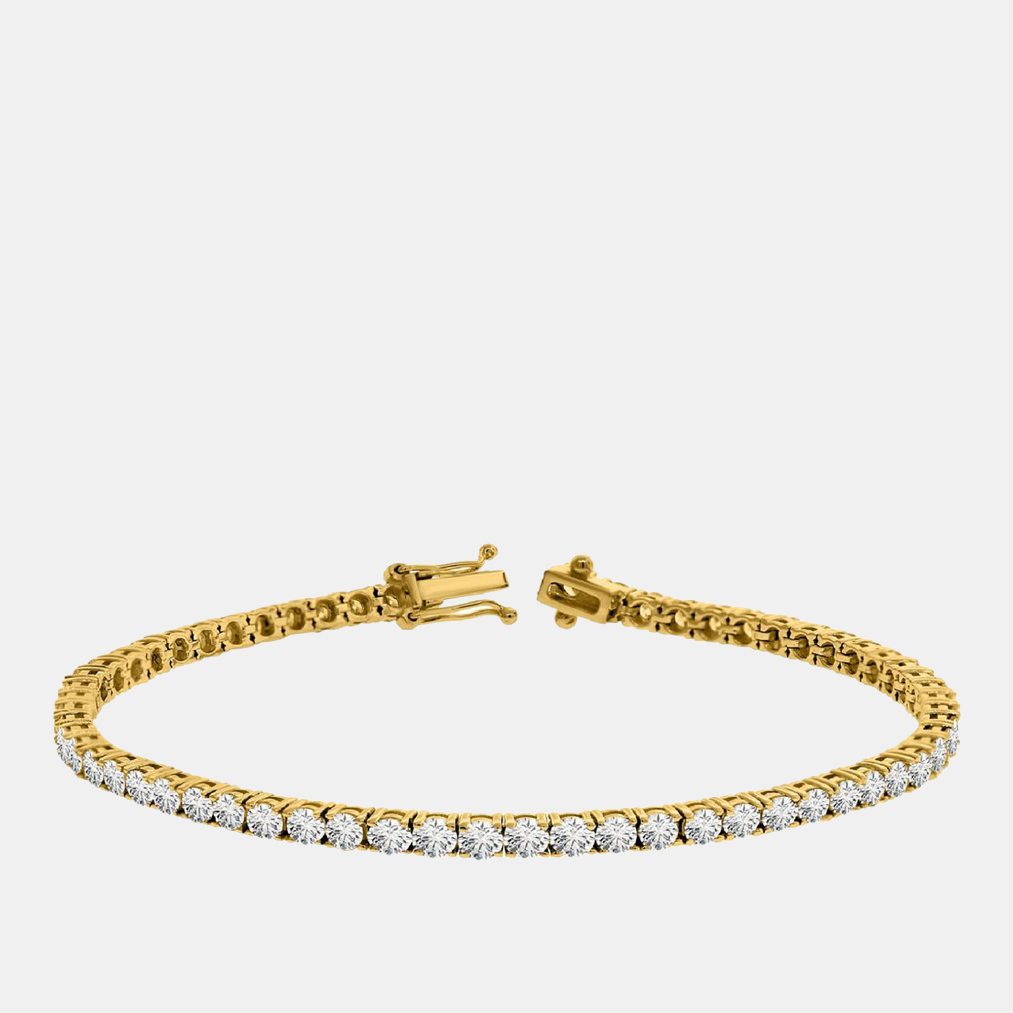 

2.5 cts Brilliant Cut Round Lab Grown Diamond 14K Solid Yellow Gold 7" Tennis Bracelet