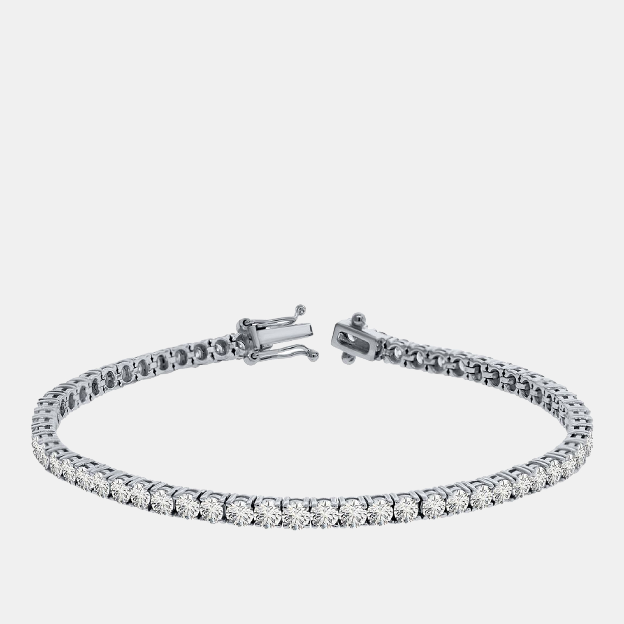 

3.00 cts Brilliant Round Cut Lab Grown Diamond 14K Solid White Gold 7" Tennis Bracelet