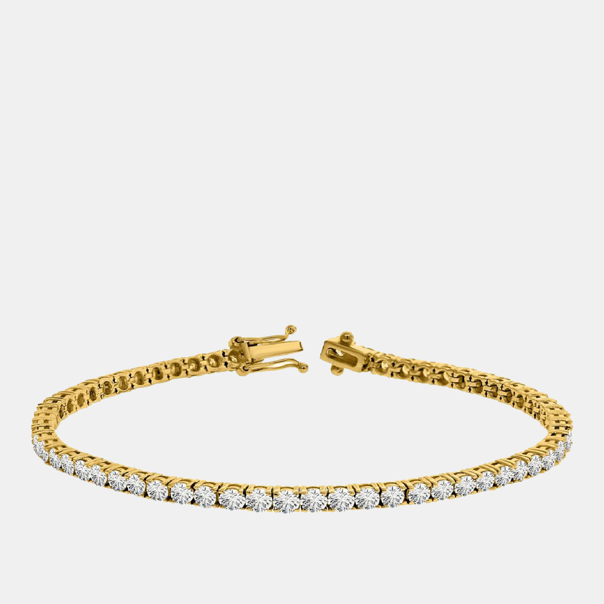 

3.00 cts Brilliant Round Cut Lab Grown Diamond 14K Solid Yellow Gold 7" Tennis Bracelet