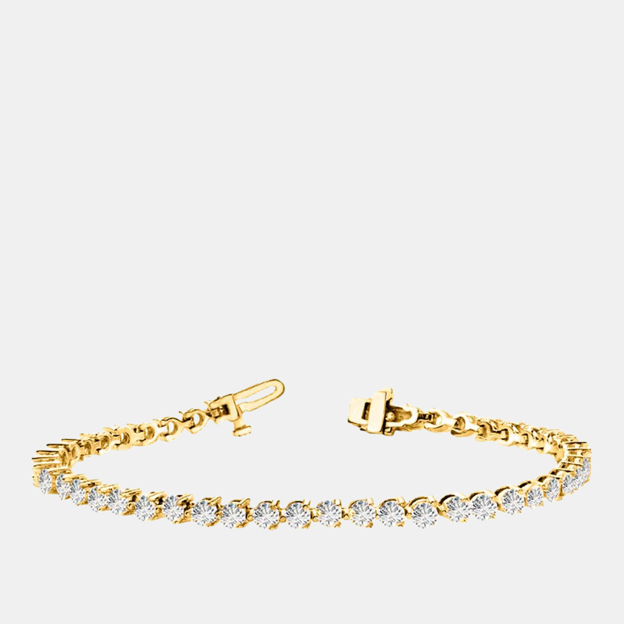

2.00 cts Lab Grown Classic Diamond 14K Solid Yellow Gold 3 Prong Tennis Bracelet