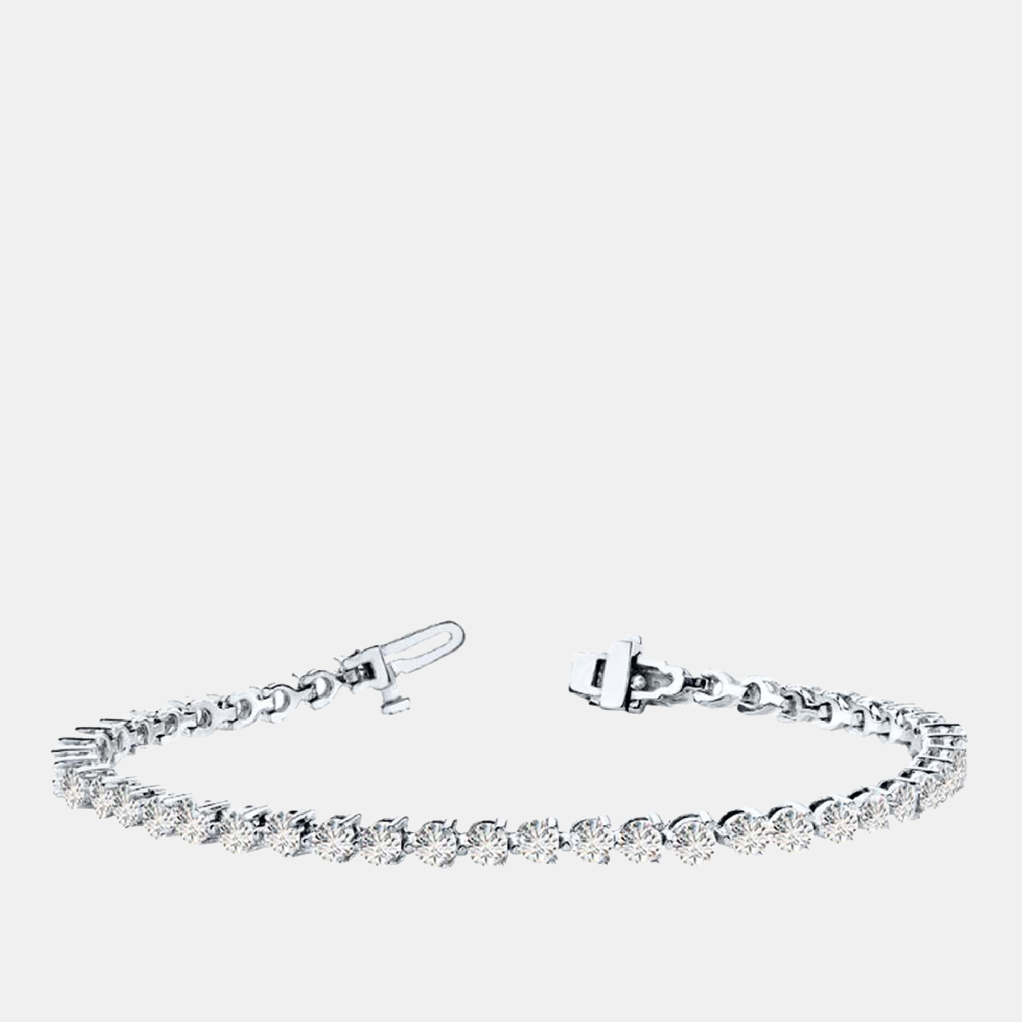 

3.00 cts Brilliant Round Cut Lab Grown Diamond 14K Solid White Gold 3 Prong 7" Tennis Bracelet
