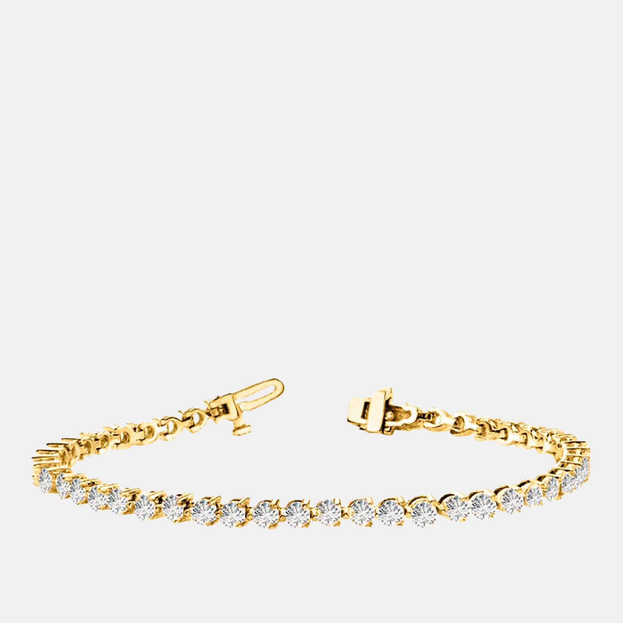 

3.00 cts Brilliant Round Cut Lab Grown Diamond 14K Solid Yellow Gold 3 Prong 7" Tennis Bracelet