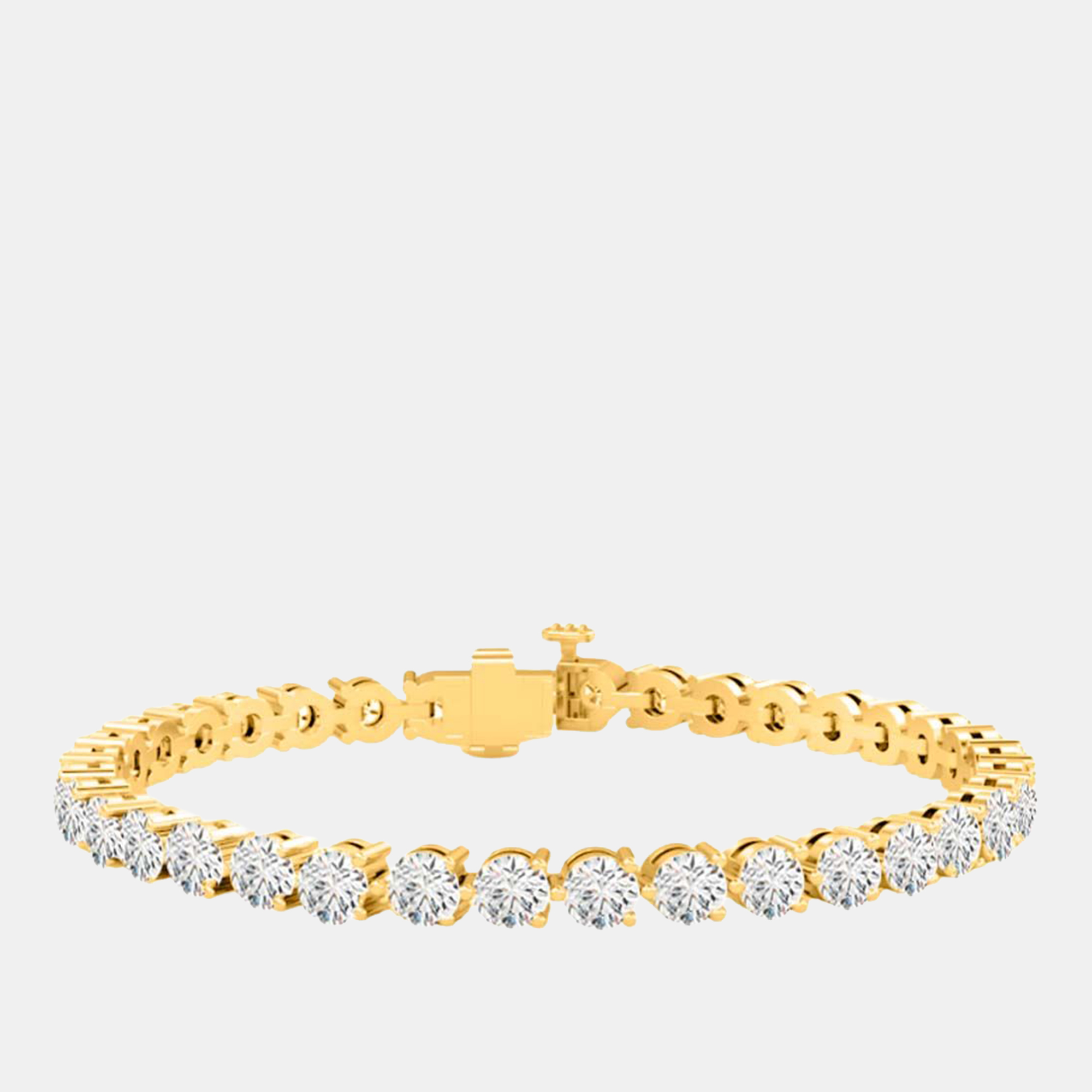 

8.00 cts Brilliant Cut Lab Grown Diamond 14K Yellow Gold 3 Prong Tennis Bracelet