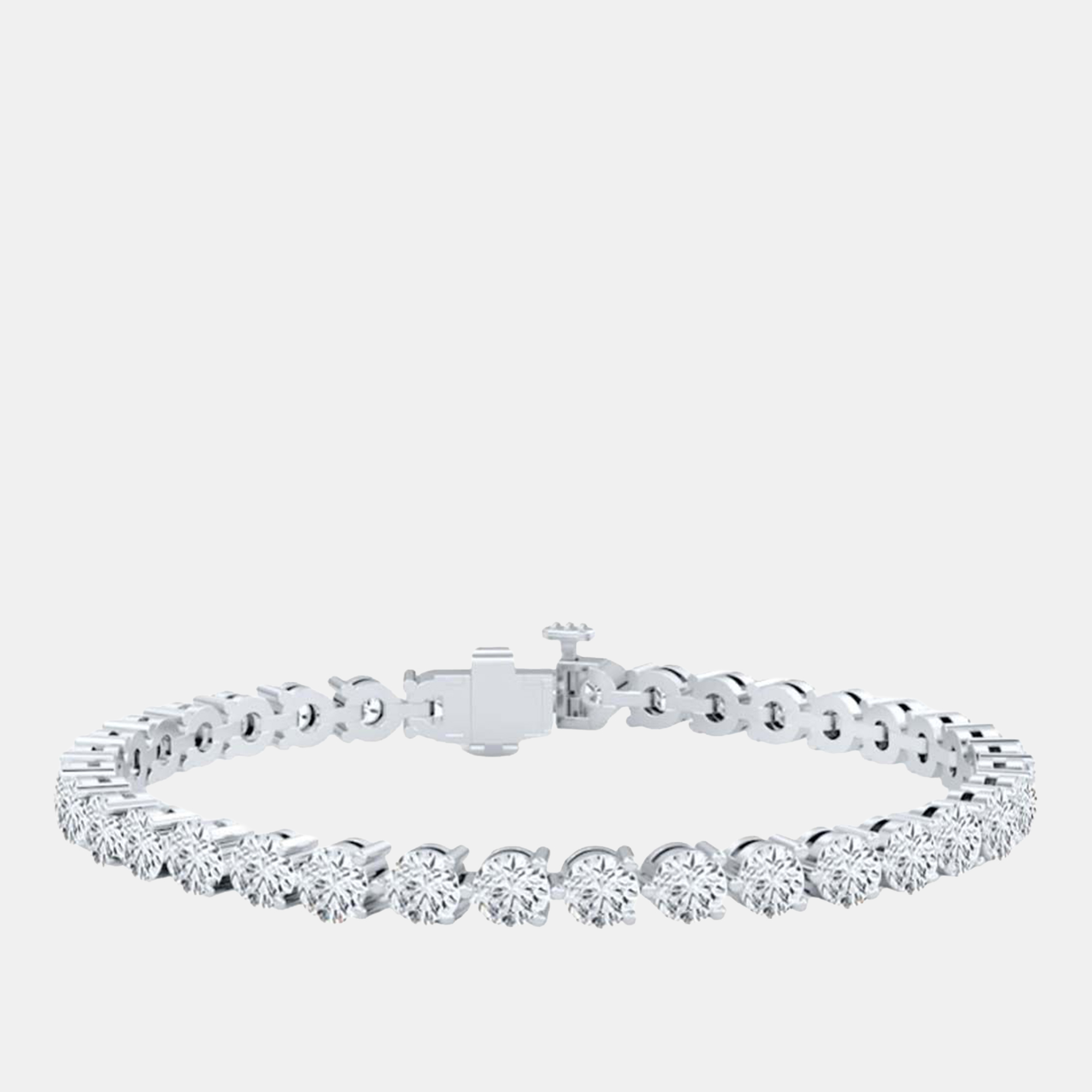 

10.00 cts Brilliant Cut Lab Grown Diamond 14K White Gold 3 Prong Tennis Bracelet