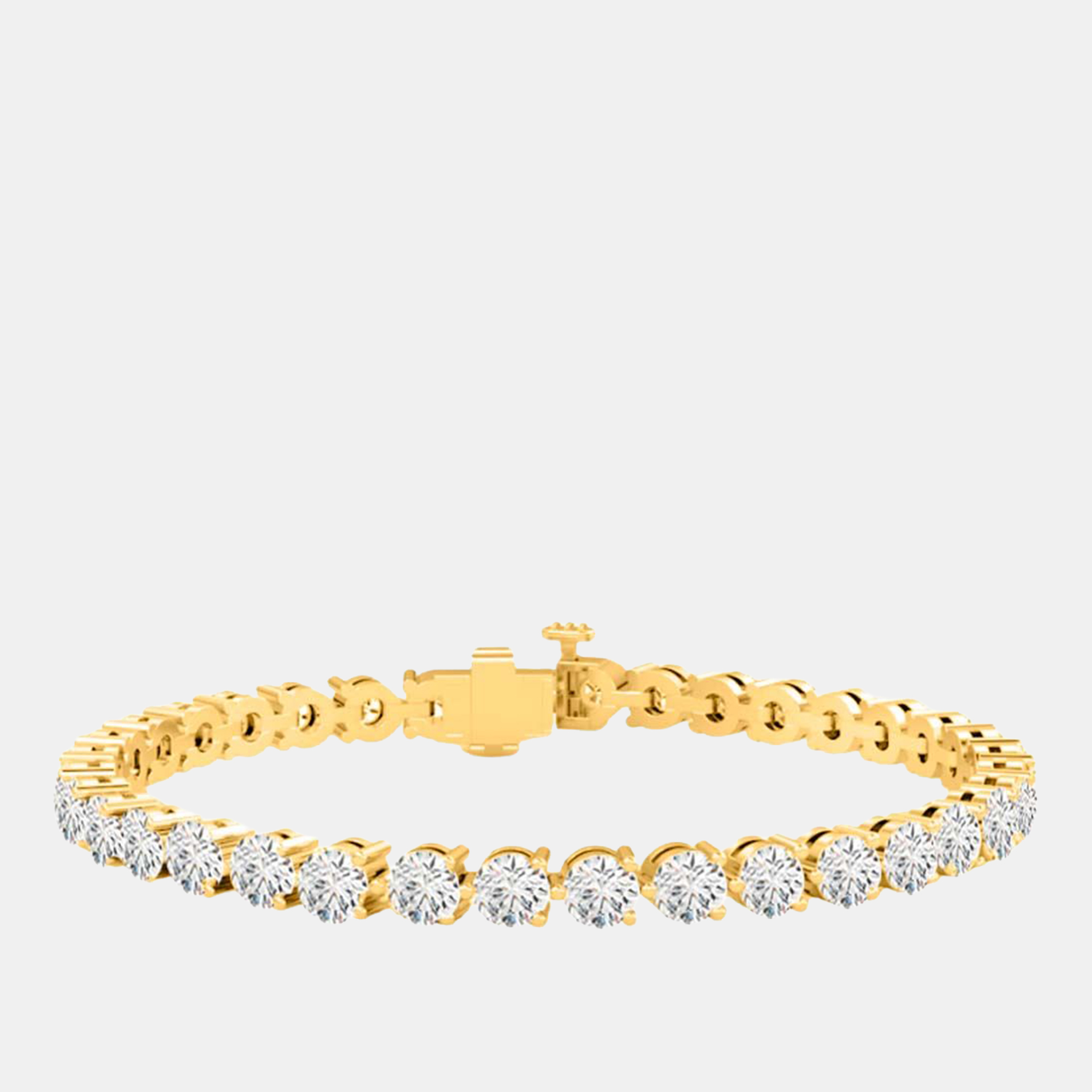 

10.00 cts Brilliant Cut Lab Grown Diamond 14K Yellow Gold 3 Prong Tennis Bracelet