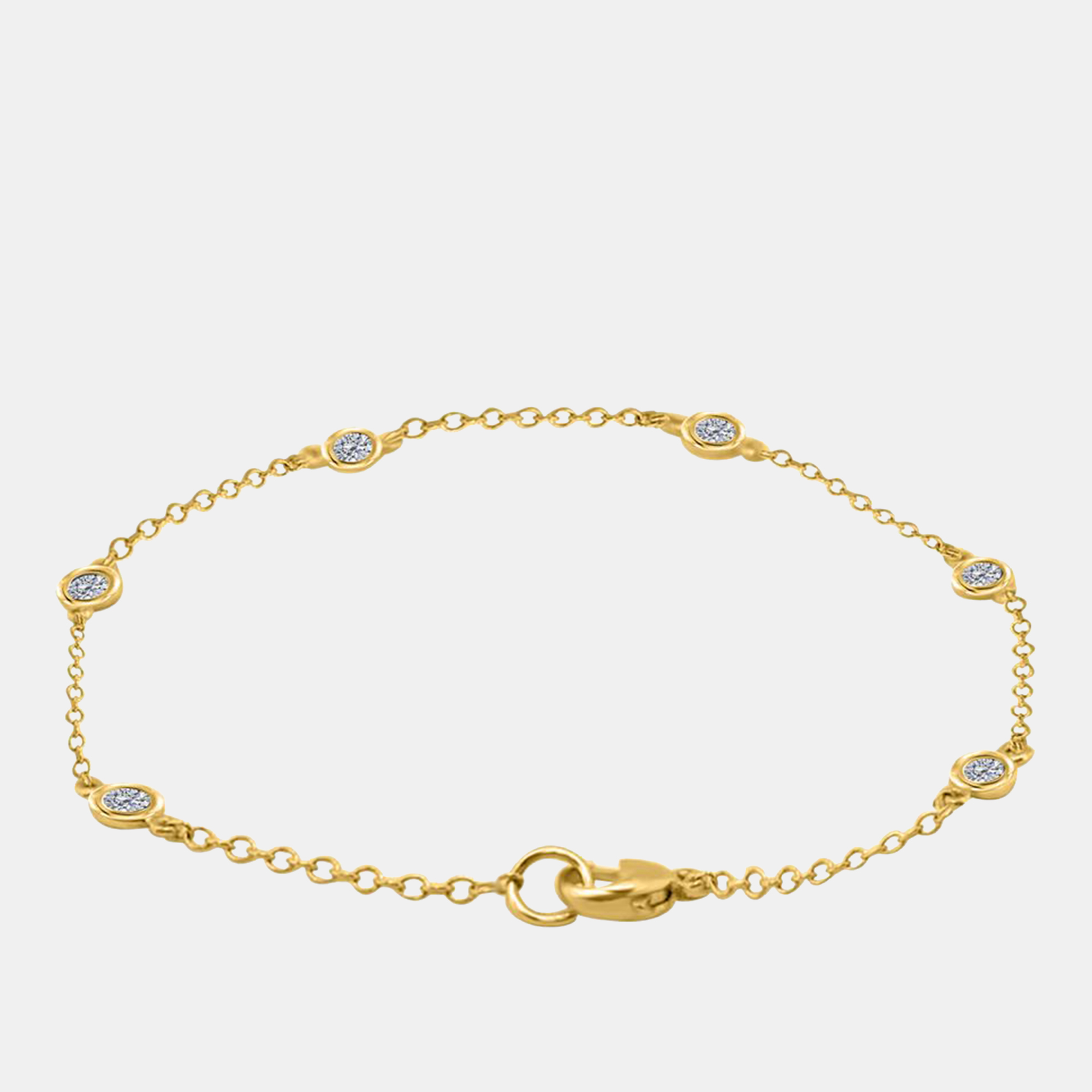 

14K Yellow Gold Chain With Bezel-Set Diamond Station Bracelet