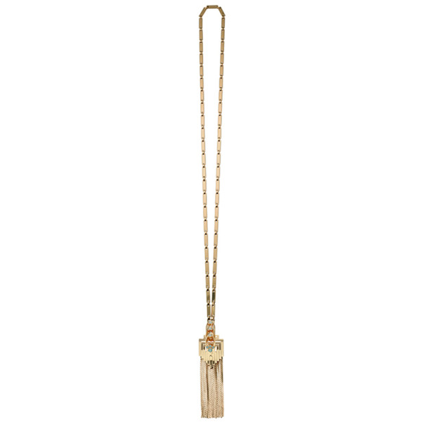 Mawi Rose Gold Plated Long Flapper Fringe Pendant 