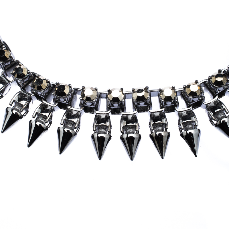 Single Spike Adjustable Necklace in Dual Tone Gunmetal