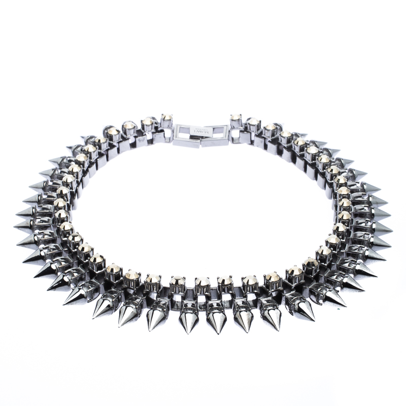 Single Spike Adjustable Necklace in Dual Tone Gunmetal