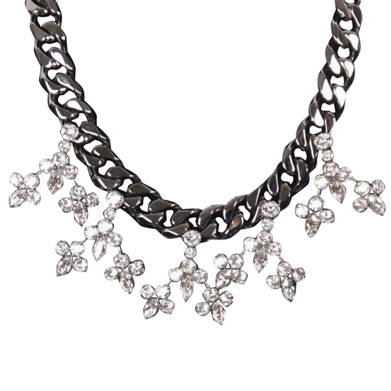 

Mawi Crystal Gunmetal Chain Necklace, Black