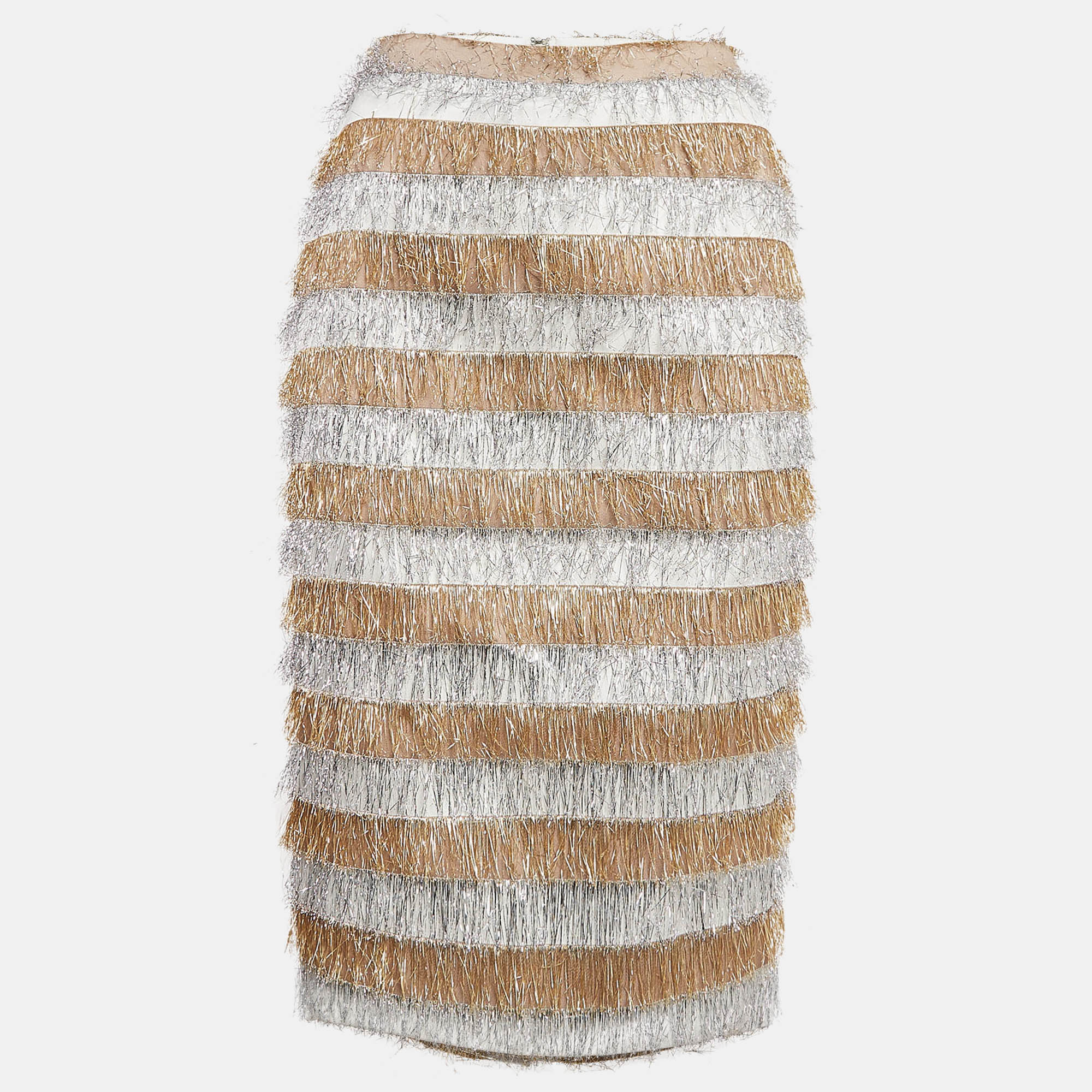 

Max Mara Metallic Lurex Sateen Tiered Midi Skirt S