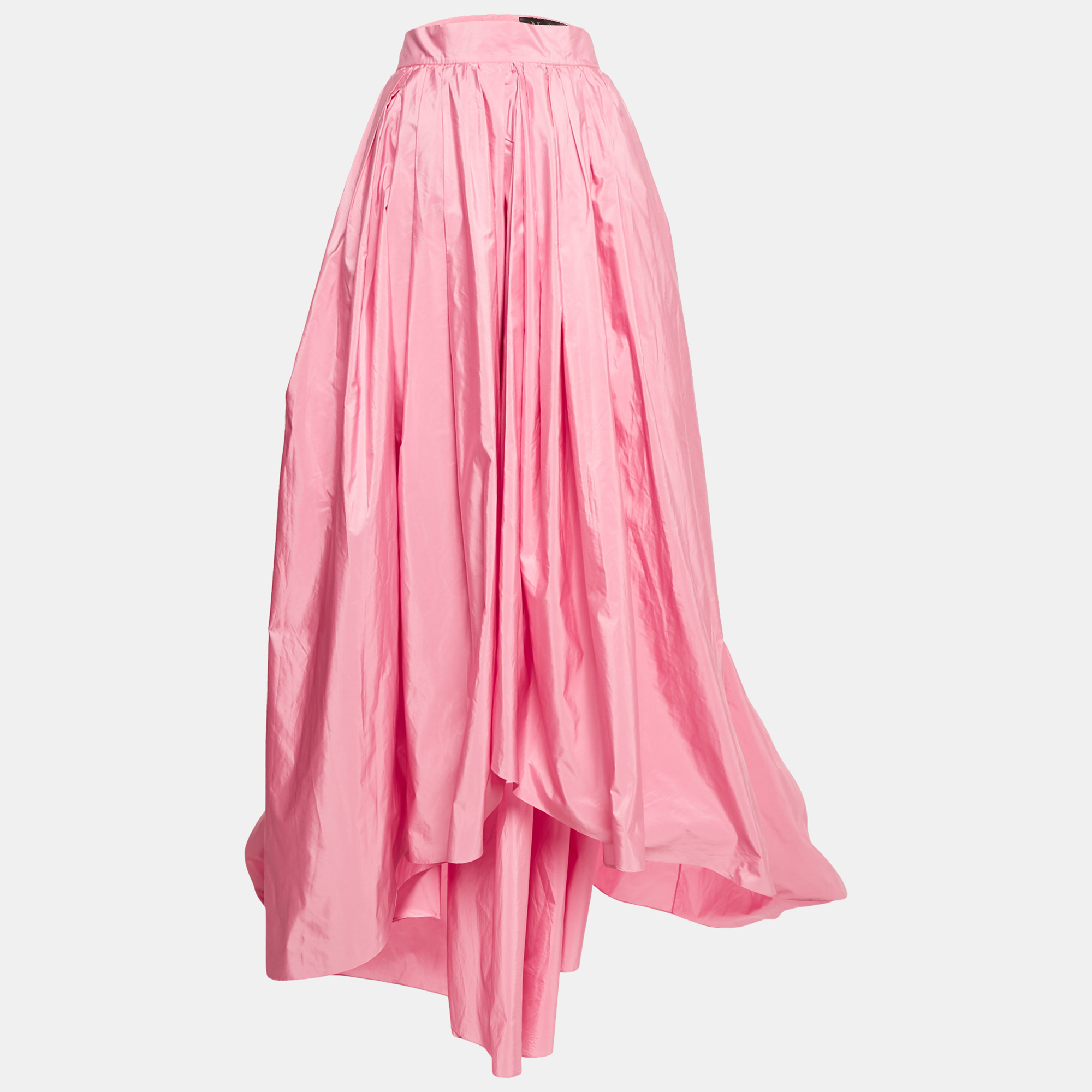 

Max Mara Pink Taffeta Pleated Asymmetric Arancio Skirt M