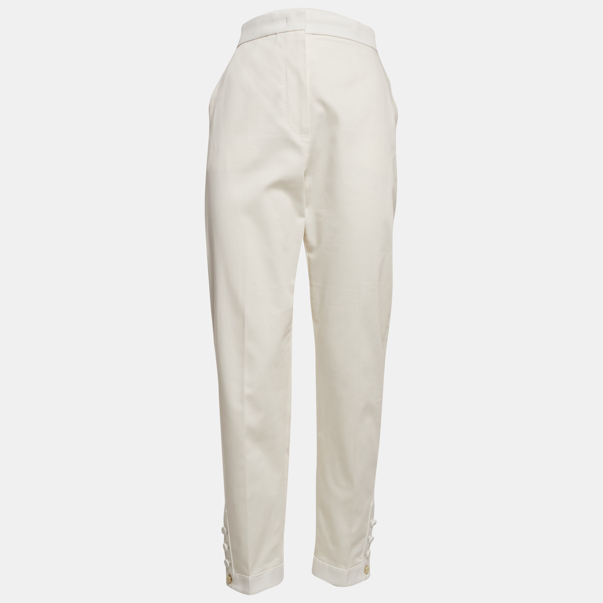 

Max Mara White Cotton Blend Trousers L