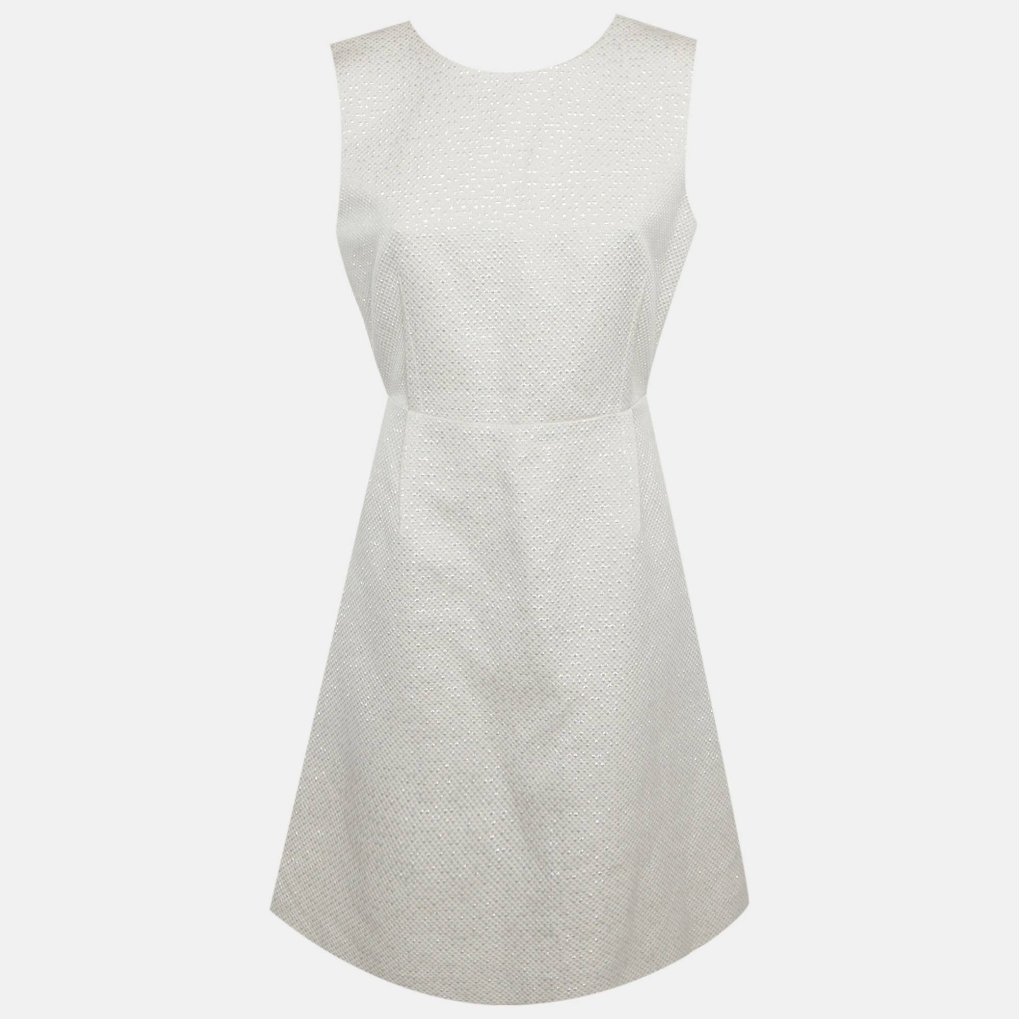

Max Mara Light Grey Textured Lurex Mini Dress M