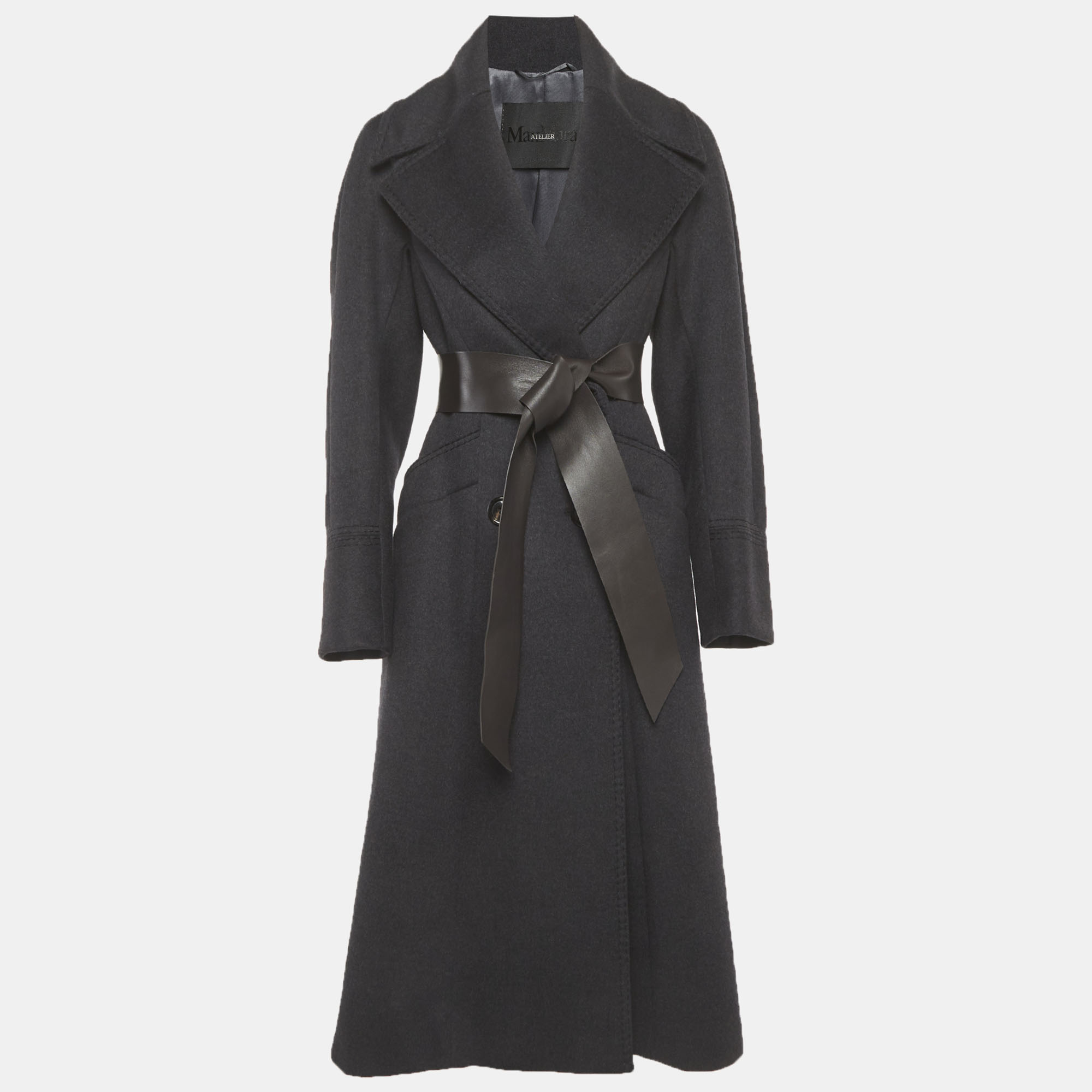 

Max Mara Atelier Black Wool Blend Long Double Breasted Coat S